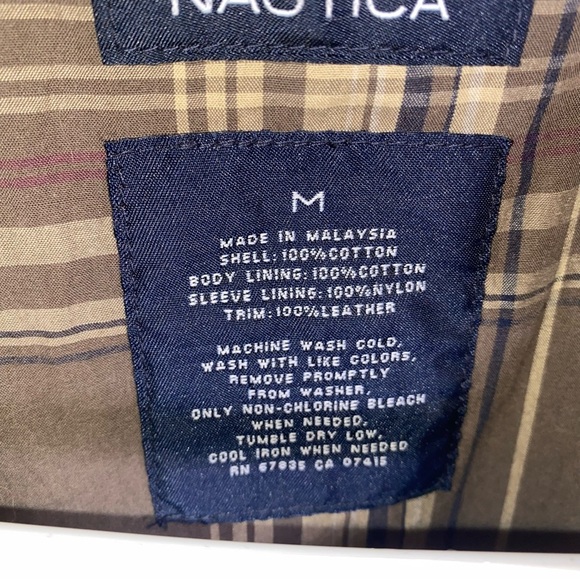 Vintage Nautica Medium Longer Canvas Utility Work Coat Jacket w/ Leather Collar - Picture 3 of 16